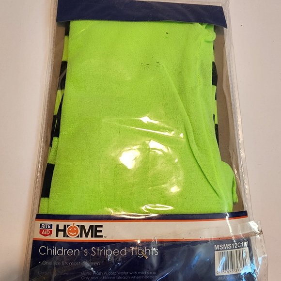 Bright Yellow and Black Children's Striped Tights - Picture 3 of 3